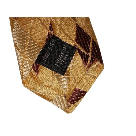 JOS A BANK 100% Silk Tie Men's Gold  Brown Made In Italy Necktie - Picture 3 of 8